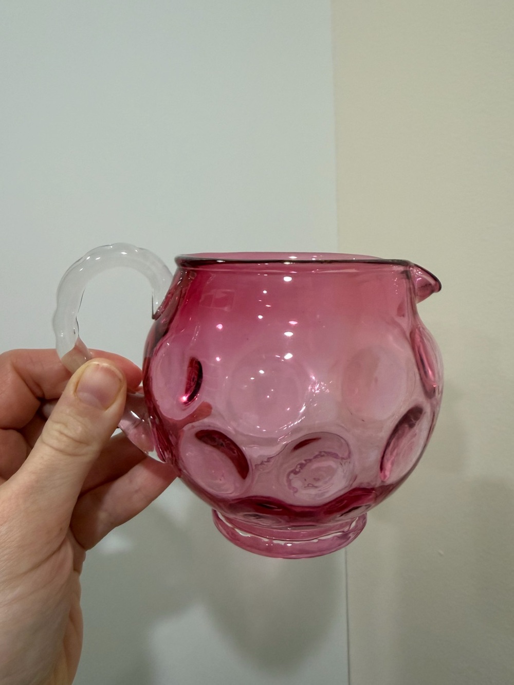 Fenton Cranberry Coin Dot Creamer